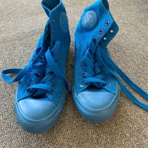 All blue high-top converse